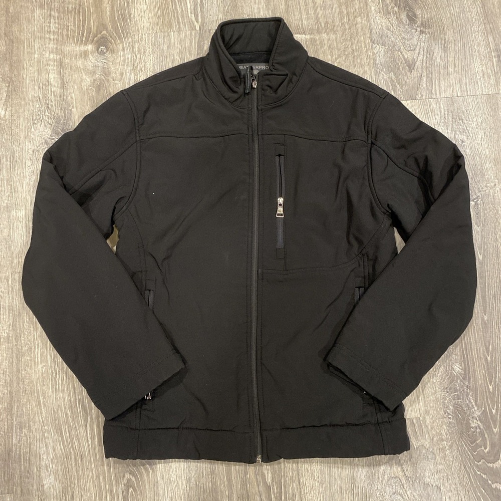 Weatherproof Soft Shell Full Zip Black Jacket Fleece Lined Men Size Small